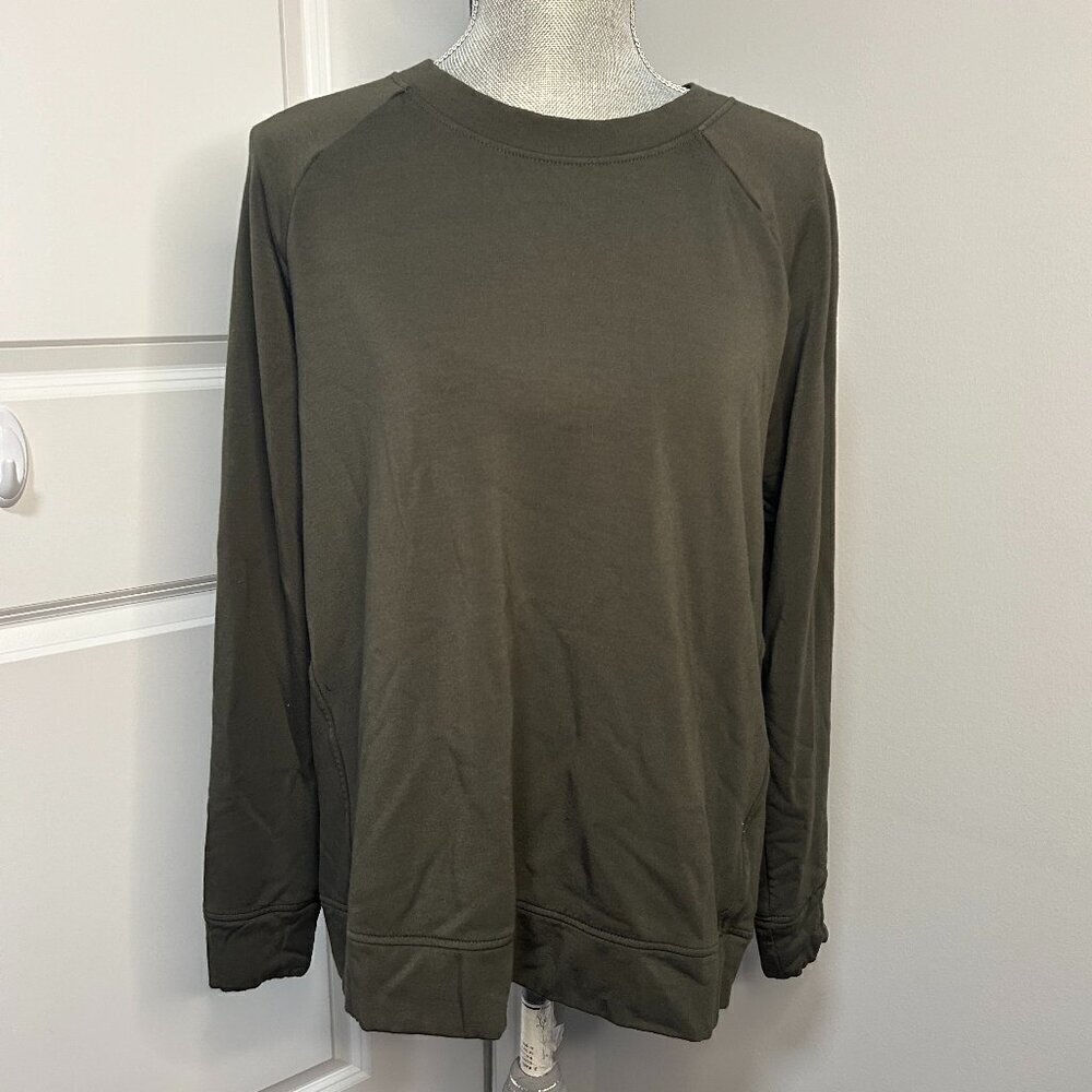 Search for Sanity High Neck Fleece Sweatshirt Olive Size M EUC - Picture 2 of 3